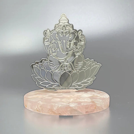 Ganesha On Rose Quartz