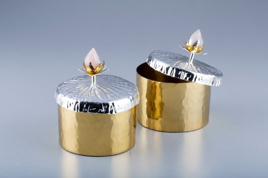 Gold & Silver Plated Lotus Jars (Set of 2)