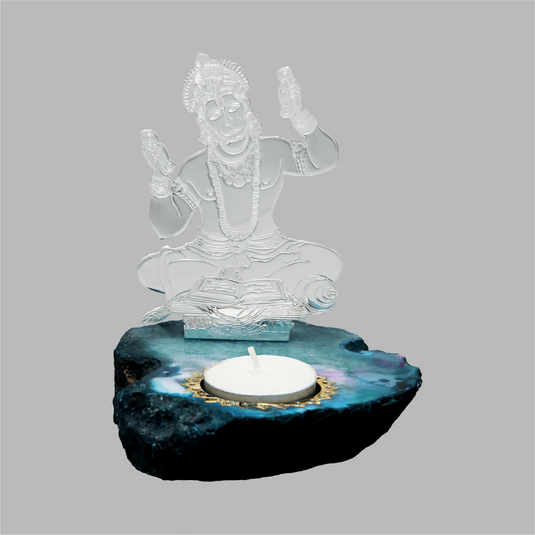 Hanuman Ji On Agate Stone With Tee Light Holder