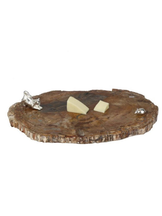 Cat & Mouse Cheese Platter  On Petrified Wood