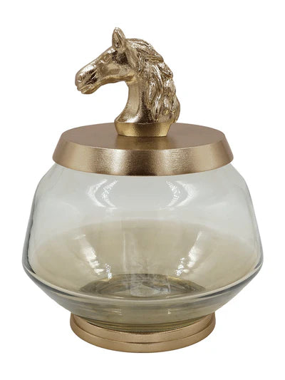 Gold Finish Horse Jar