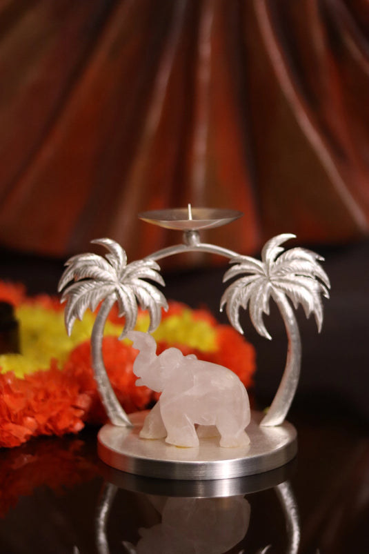 Elephant  Palm Tree Candle Stand