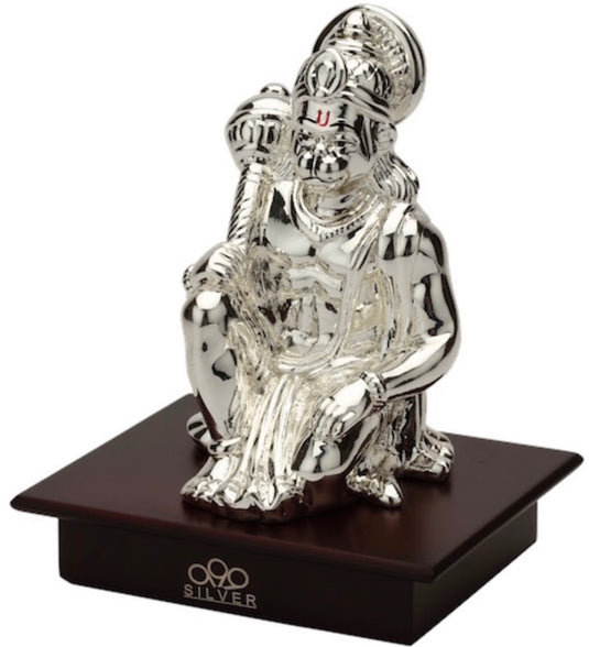 Silver Hanuman Sitting ,Showering his blessings