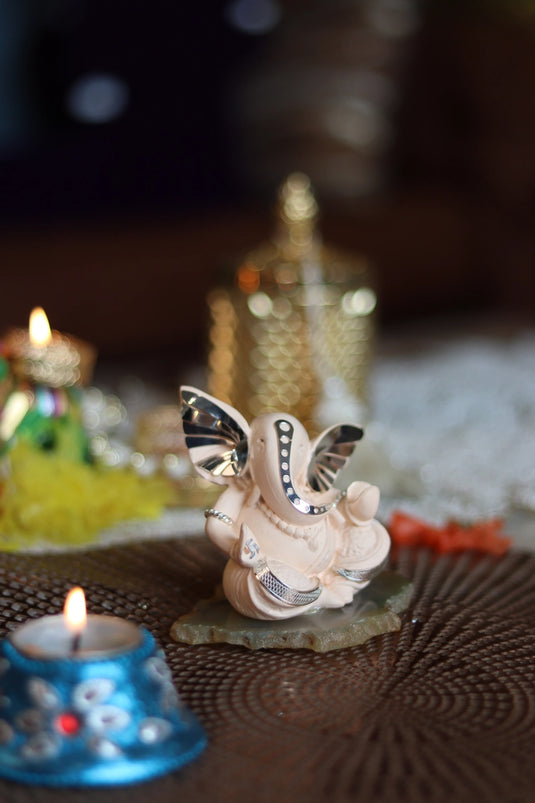 Ivory ganesha on Petrified stone