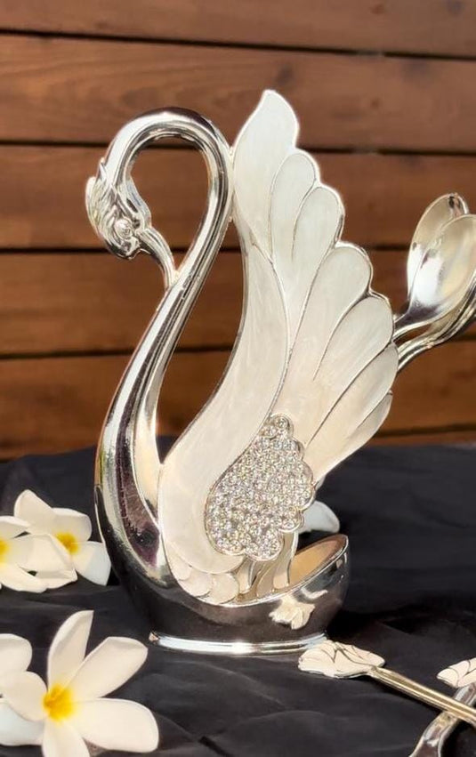 Swan dessert spoon set (Glitter)