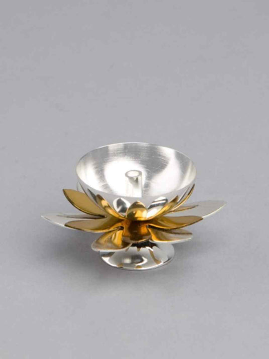 Gold & Silver Plated Flower Jyot