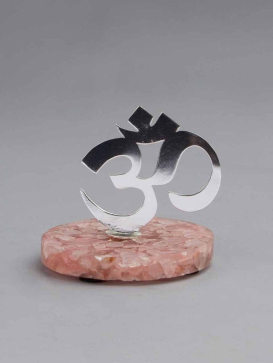 Om Cut Work On Rose Quartz ( Small)