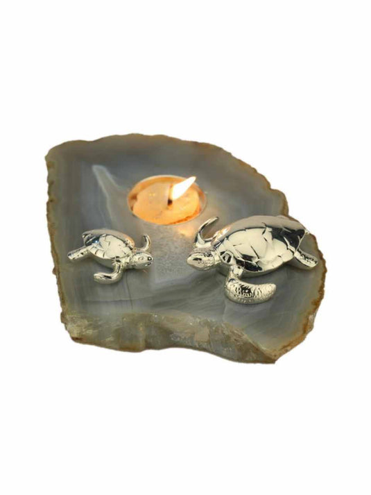 Turtle Family on Agate T Light